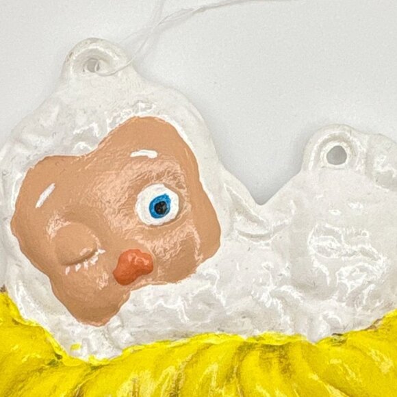 Vintage Baby Winking Lamb Christmas Tree Ornament Hand Painted - Picture 6 of 6